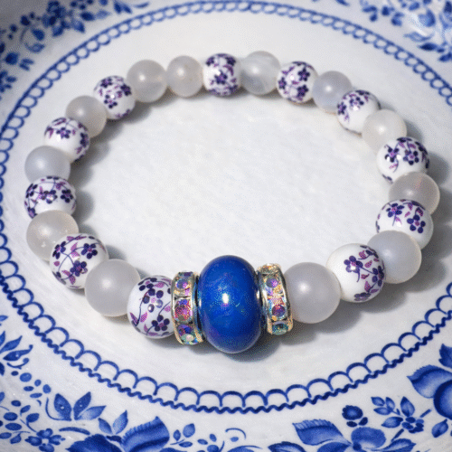 A talisman bracelet made of matte agate and ceramic beads