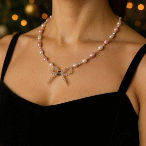 Natural gemstone necklace with a pendant