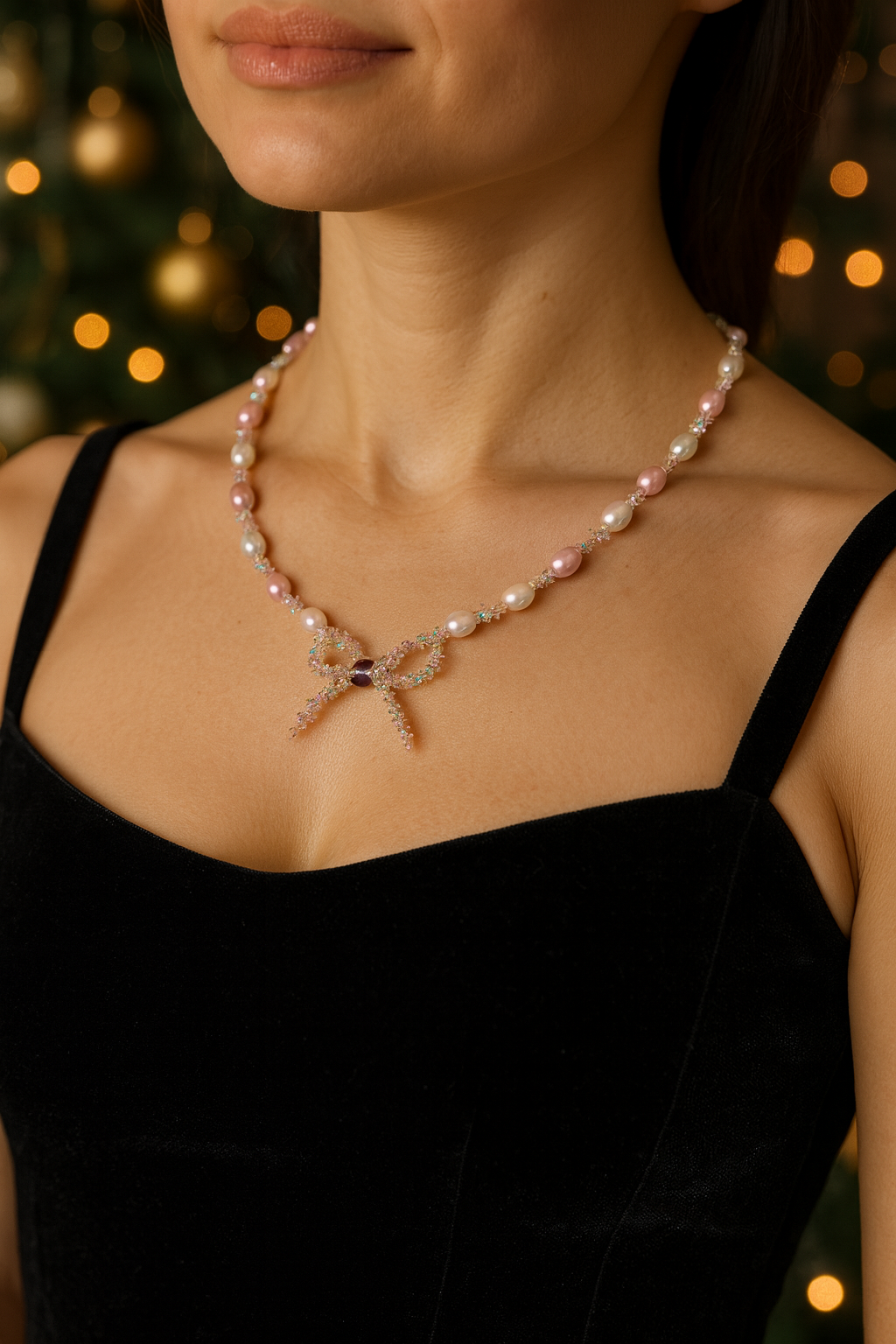 Natural gemstone necklace with a pendant