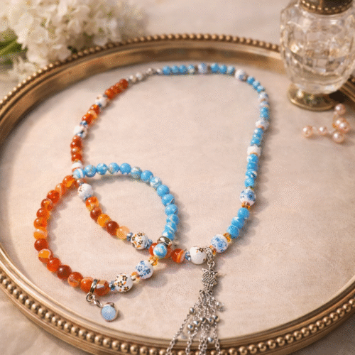 bracelet & necklace Turquoise Quartzite • Shell • Carnelian