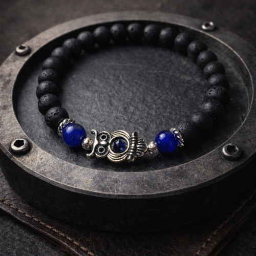 Lava stone with a “Owl” charm