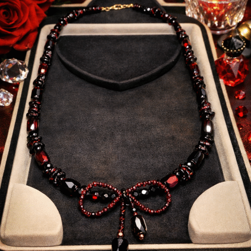 Necklace “Passion” — Garnet & Rock Crystal