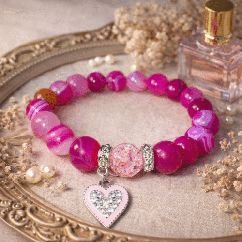 bracelet agate in fuchsia/pink tones